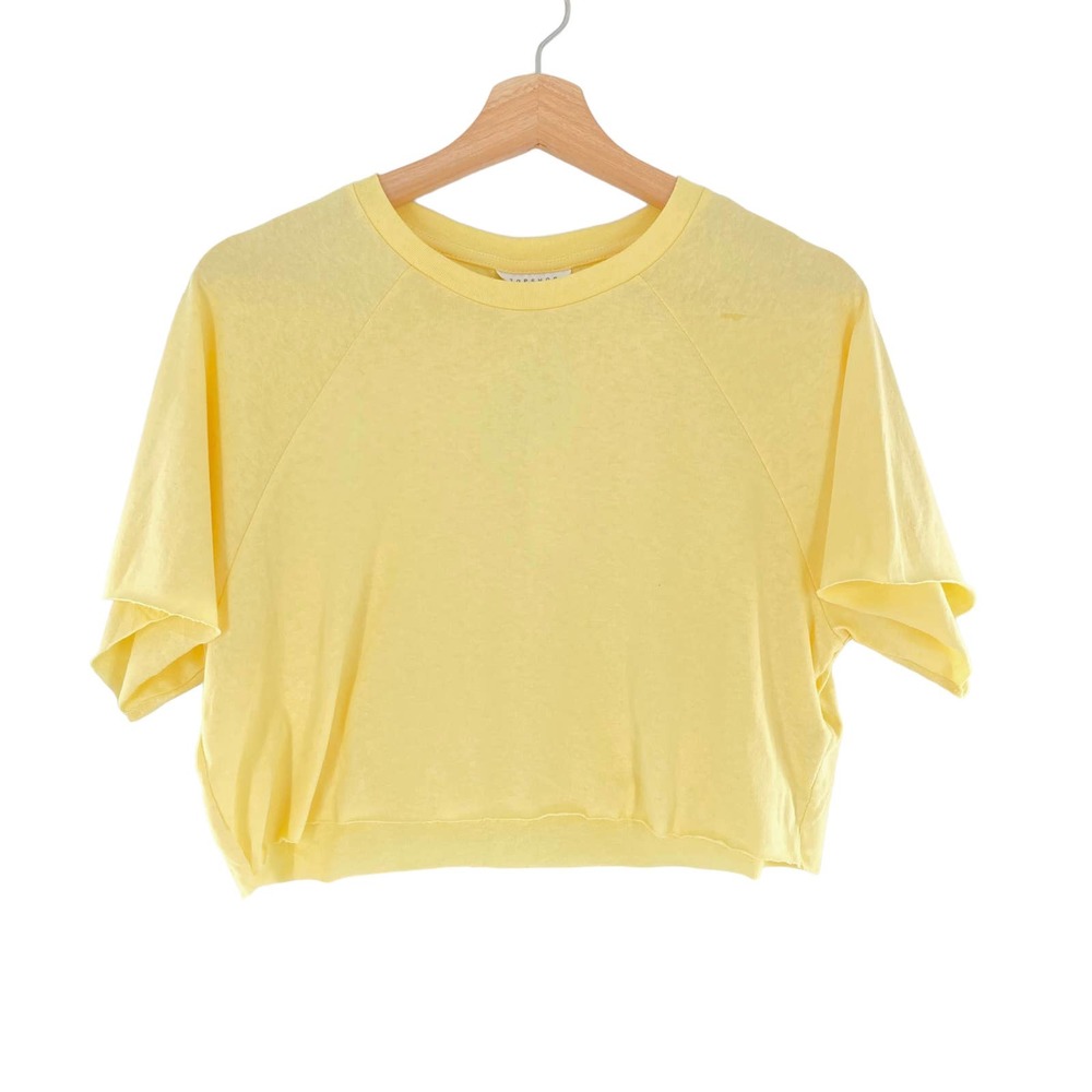 Topshop Crew Neck Crop Short Sleeve Sunflower Yellow Cotton